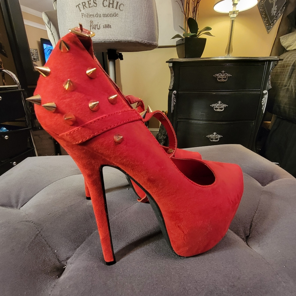 Charlotte Russe Red Studded Heels